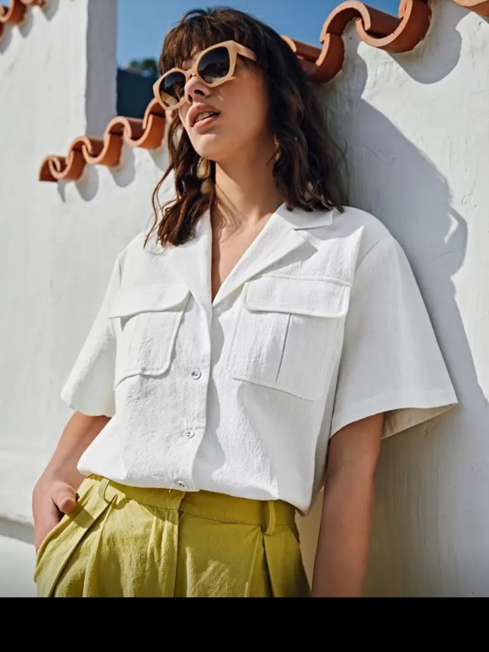 2 for 10$ ☀️ Flap pocket crinkle linen blouse sz S